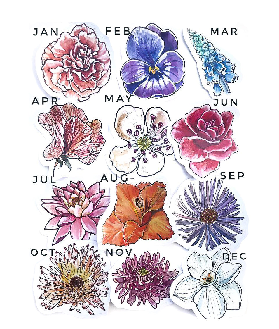~ Birth Flower Stickers ~