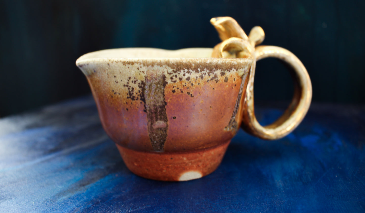 9oz Golden Gingko Teacup - Wood Fired