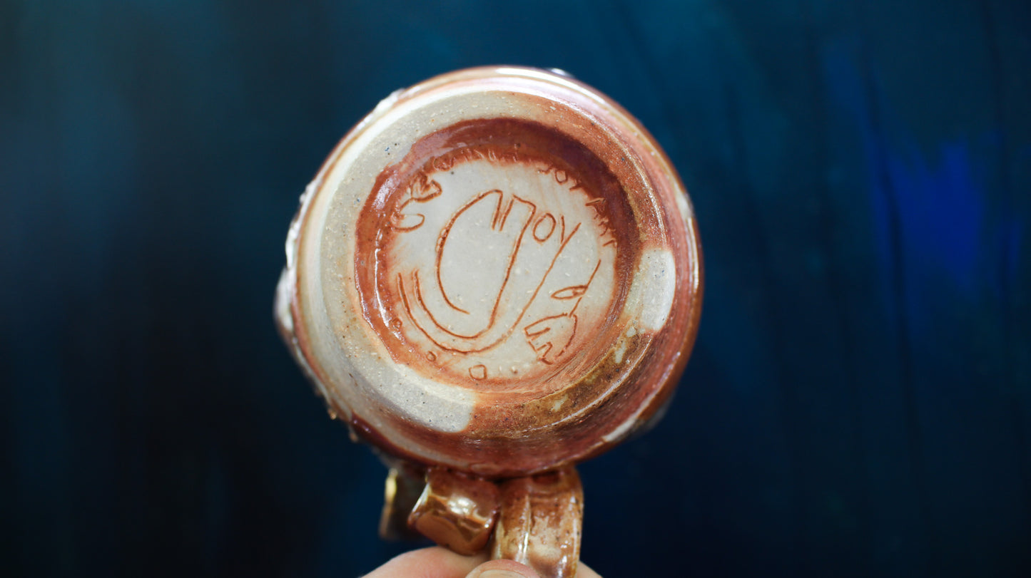 9oz Golden Gingko Teacup - Wood Fired