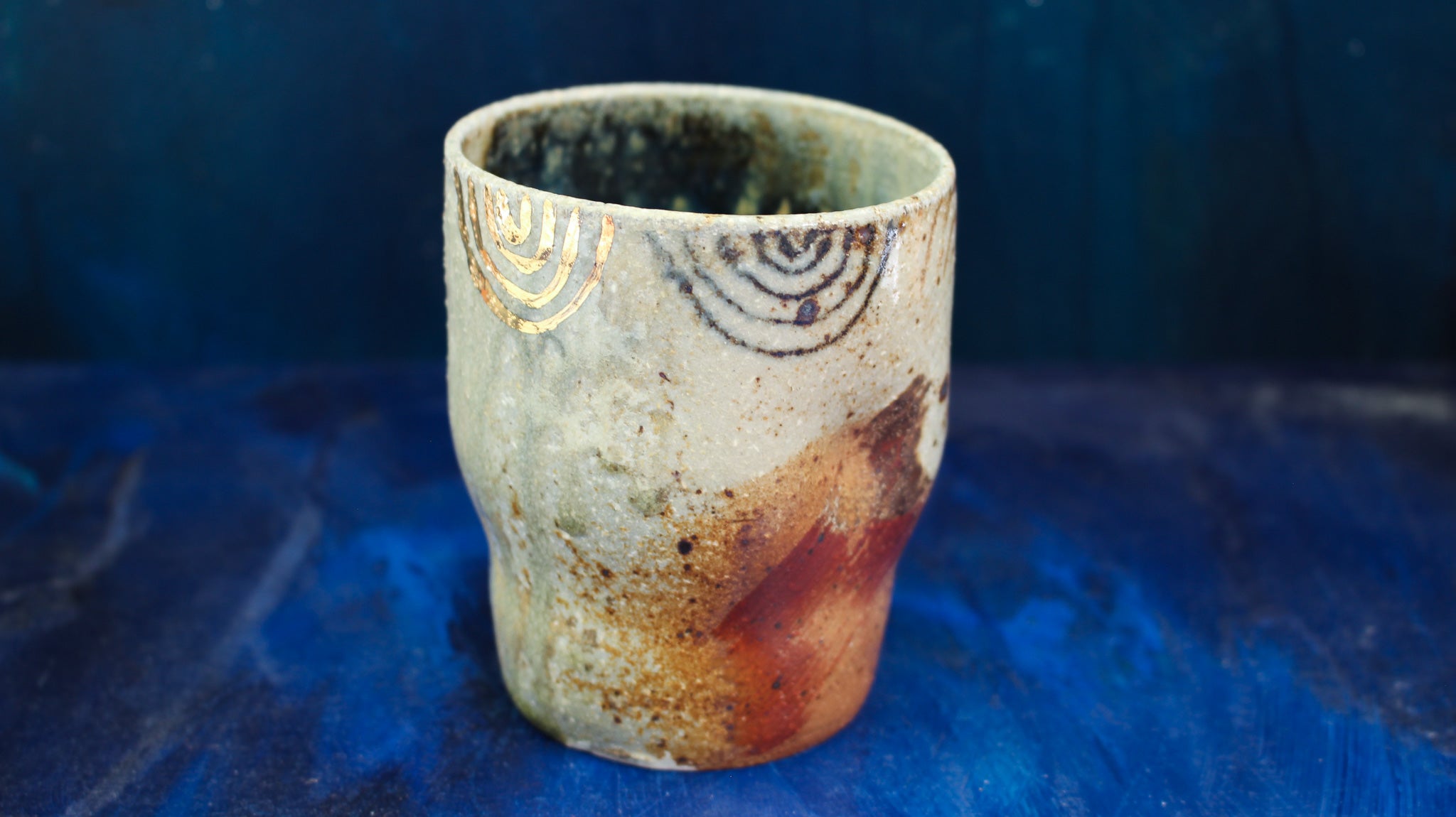 12oz Golden Bow Tumbler - Wood Fired - DISCOUNTED {Read Description}