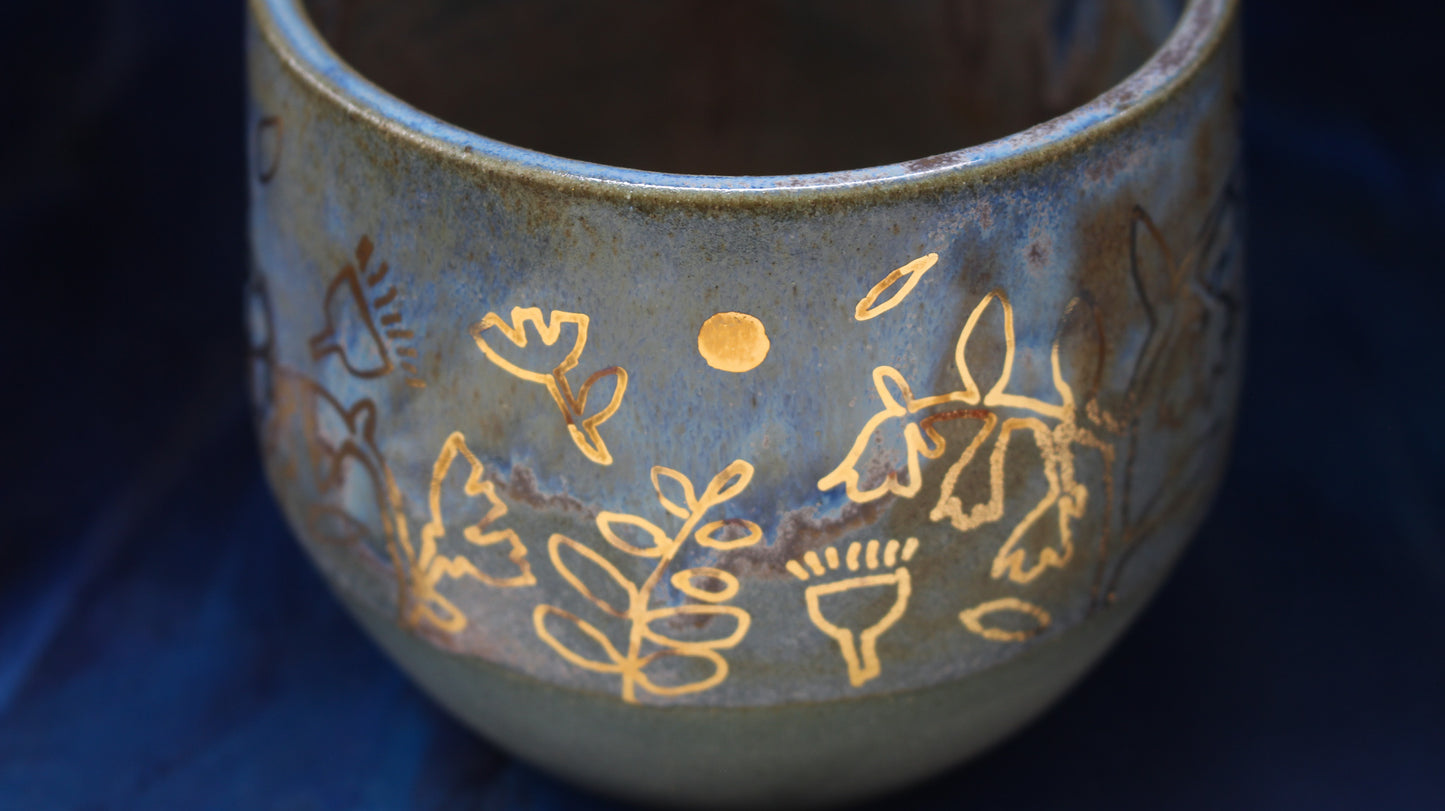 13oz Teal Golden Lily Mug