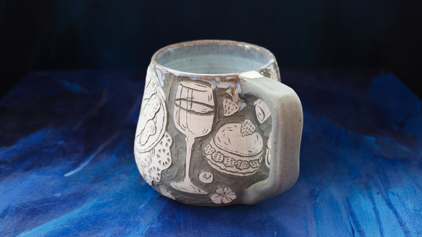 CUSTOM STORY MUG ~ Teal & White