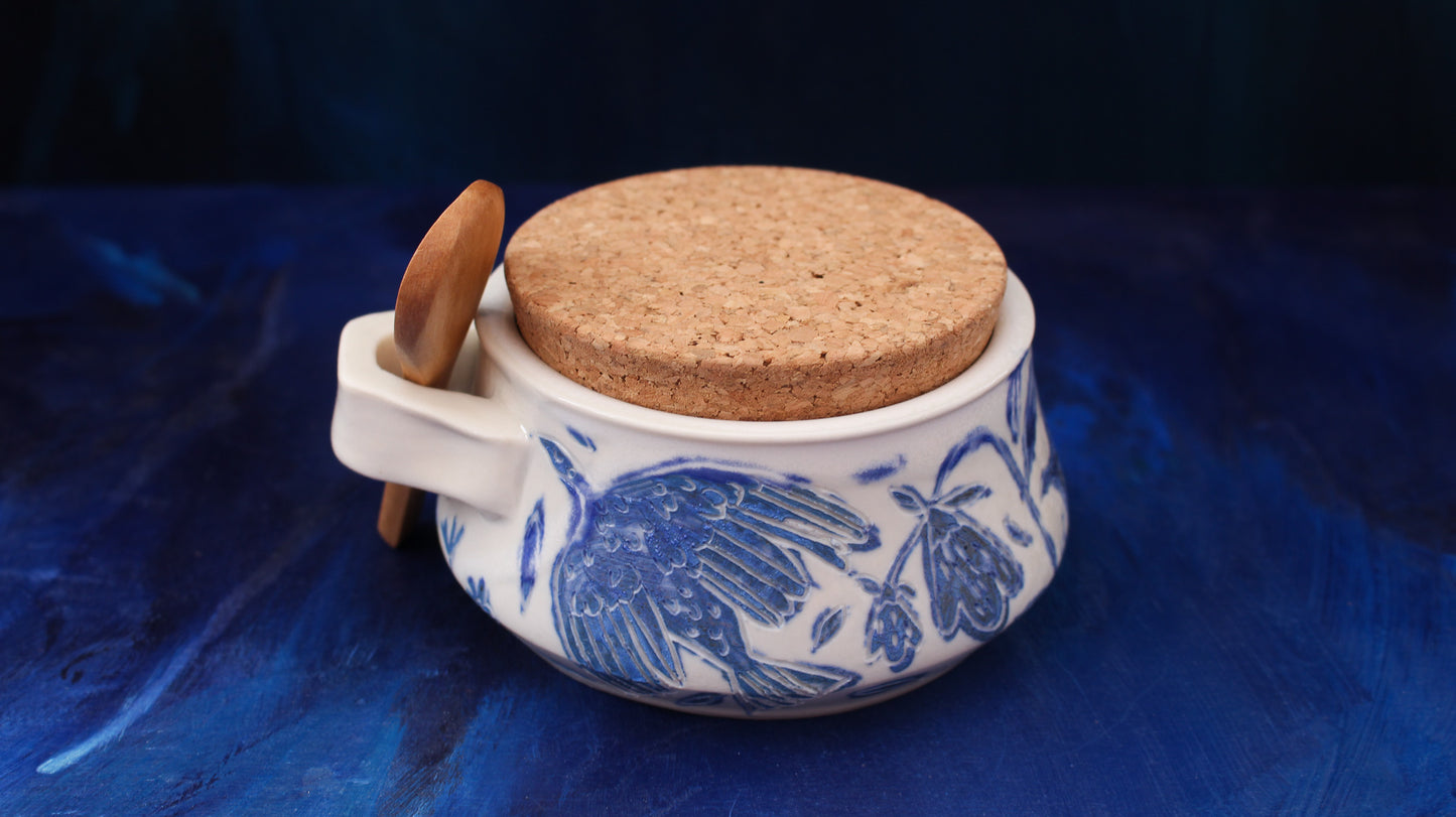 11oz Blue Dove Sugar Jar/Salt Cellar Woodfired