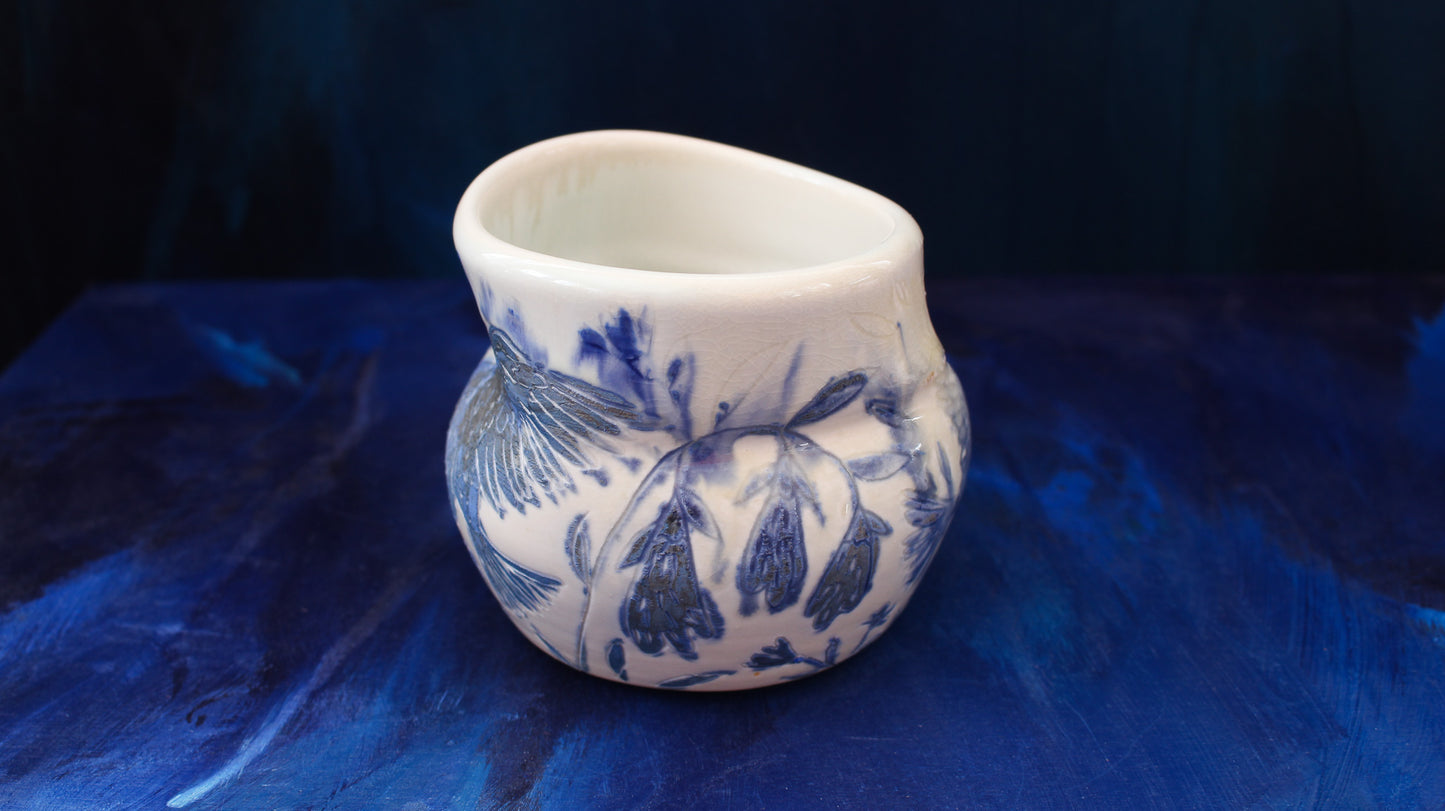 16oz Blue Dove Small Vase Woodfired