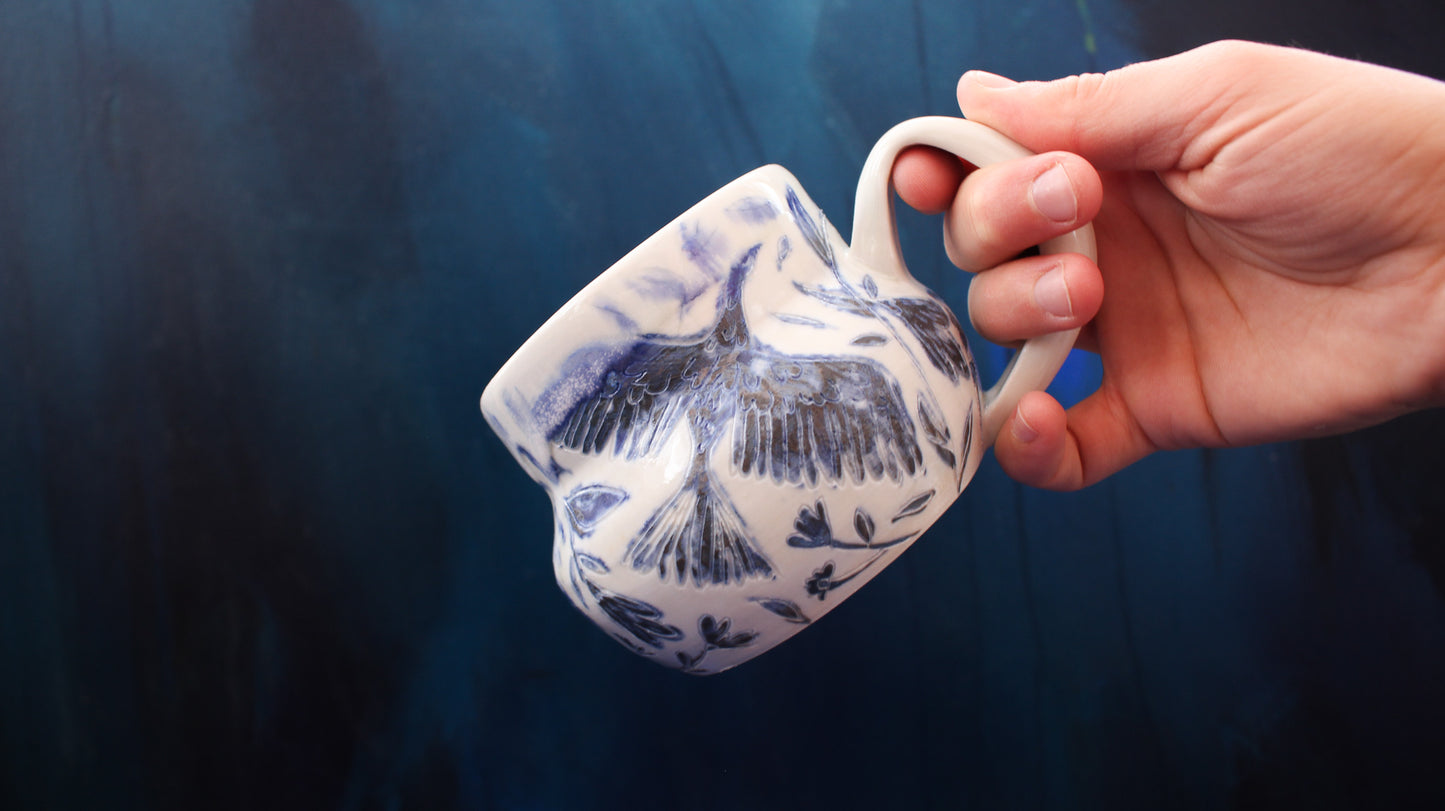 15oz Blue Dove Creamer Pitcher Woodfired