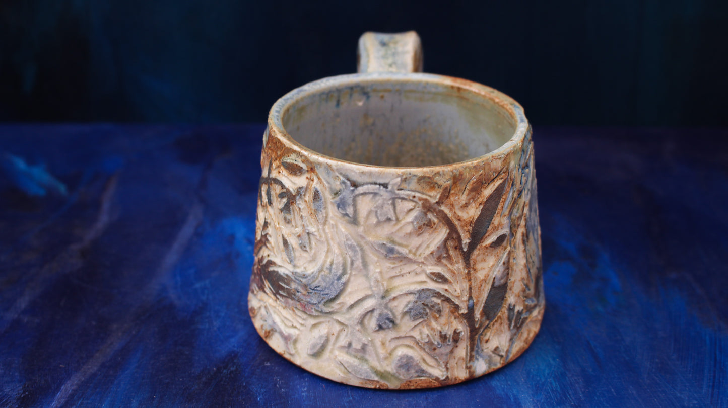 12oz Foxy Carved Mug Woodfired