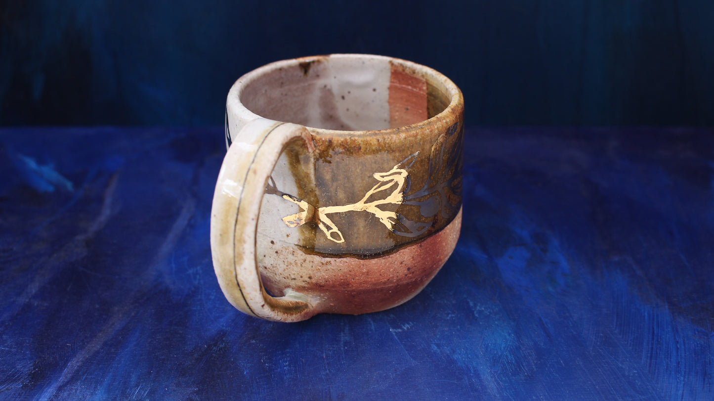 11oz Golden Olive Branch Mug Woodfired