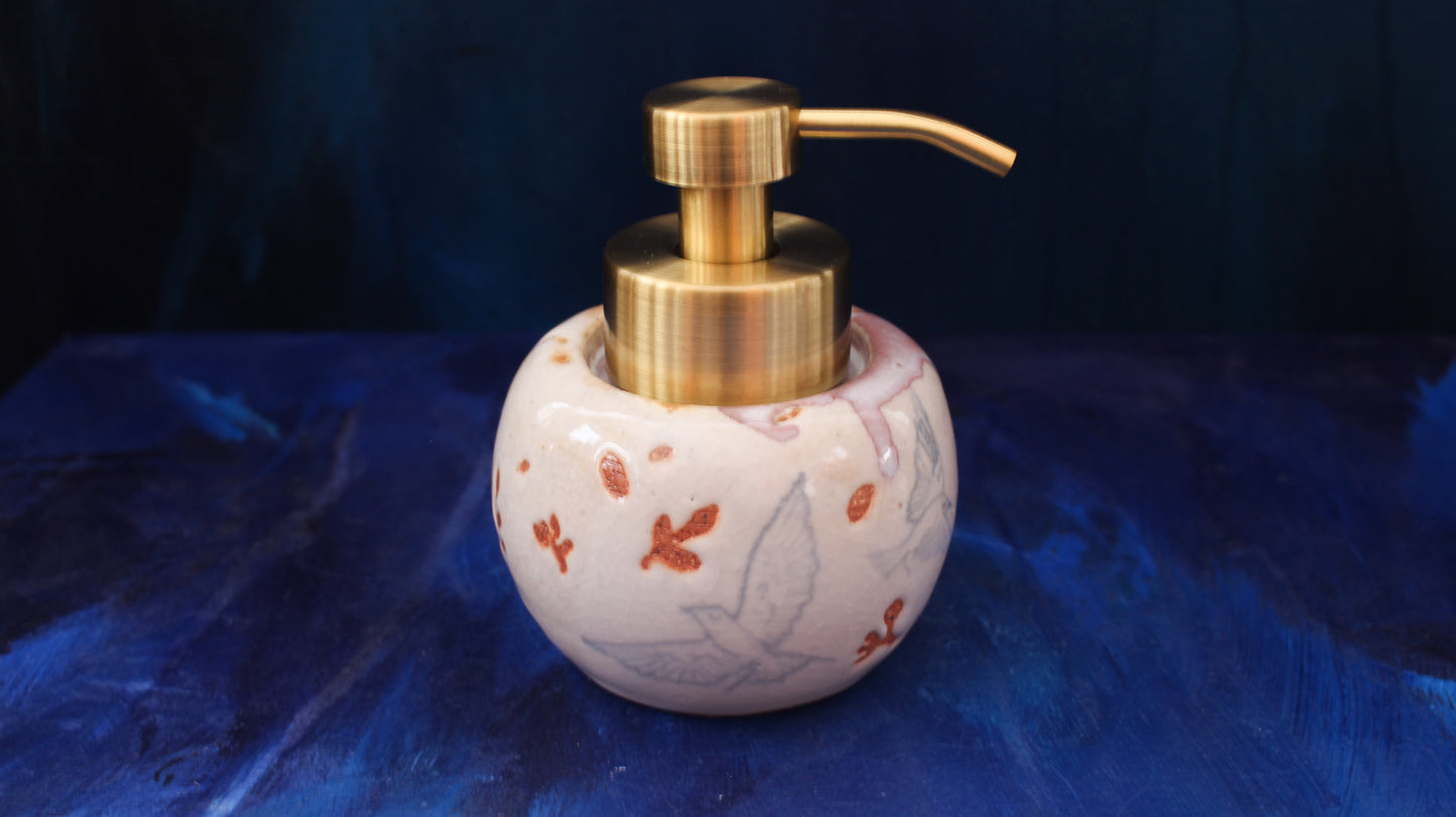 8oz Swooping Swallows Soap Dispenser Woodfired