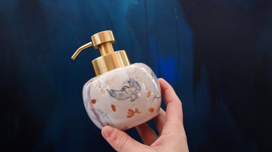 8oz Swooping Swallows Soap Dispenser Woodfired