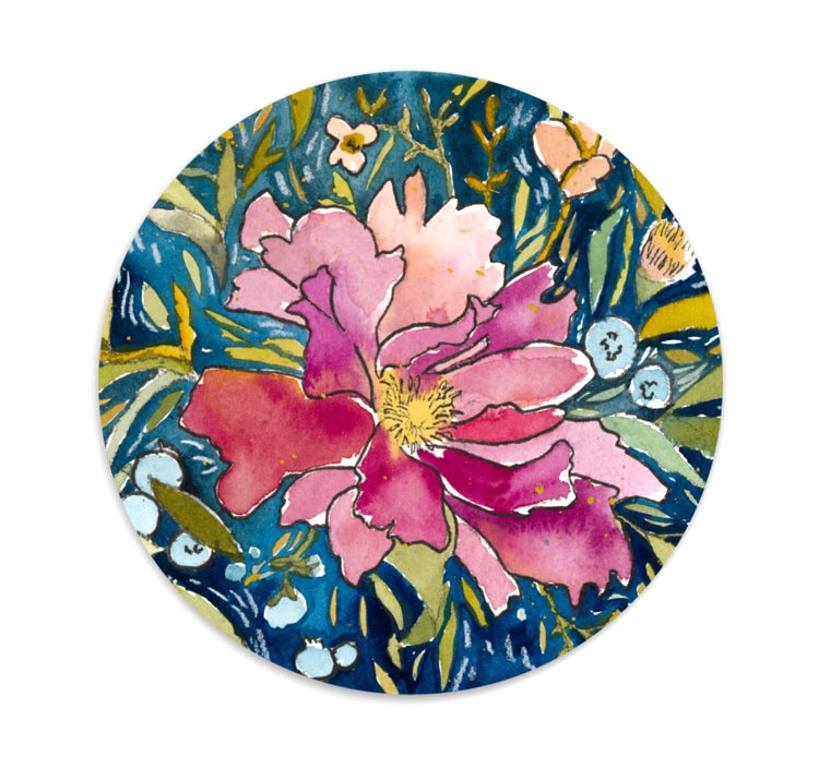 ~ Peony & Blueberries Sticker ~